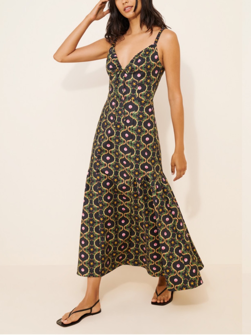 Hill House Lillie black and pink print dress 57346